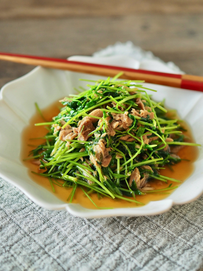 豆苗とツナの煮浸し