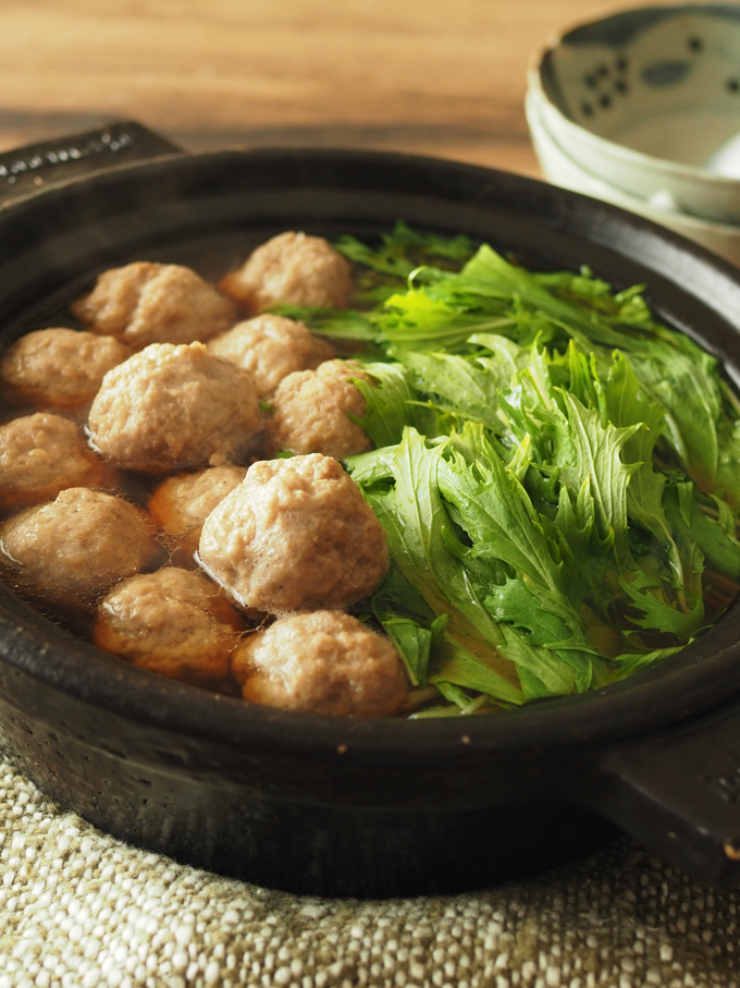 水菜と肉団子の鍋