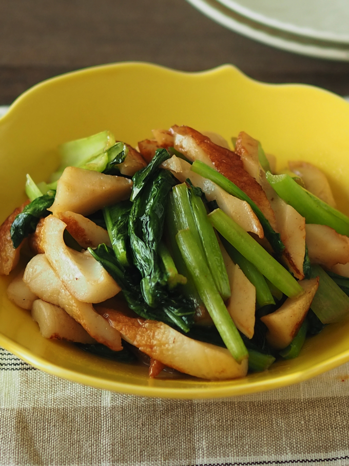 ちくわと青菜のマヨ醤油炒め