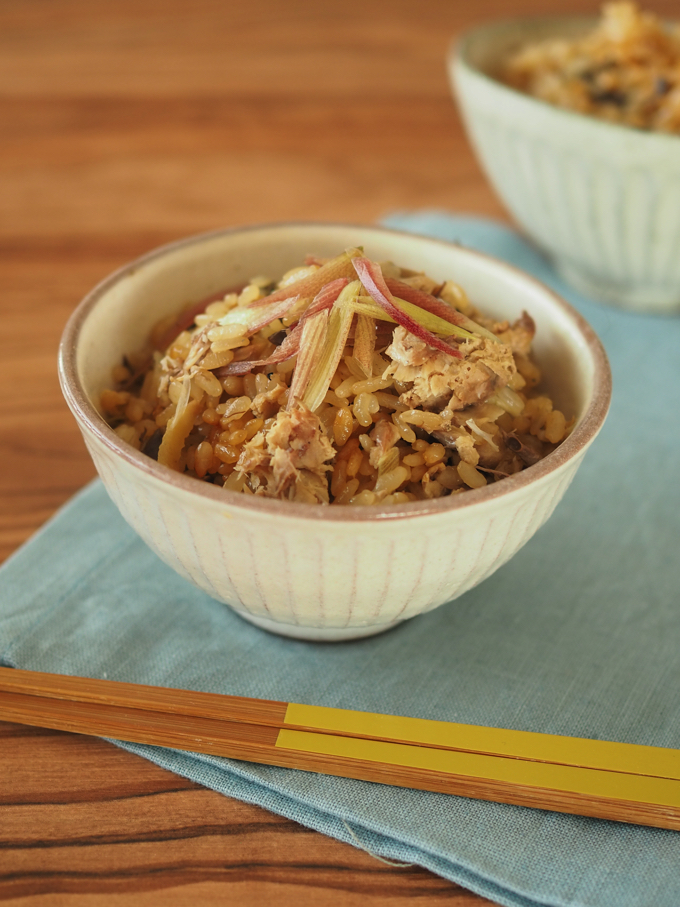 さばとみょうがの炊き込みご飯