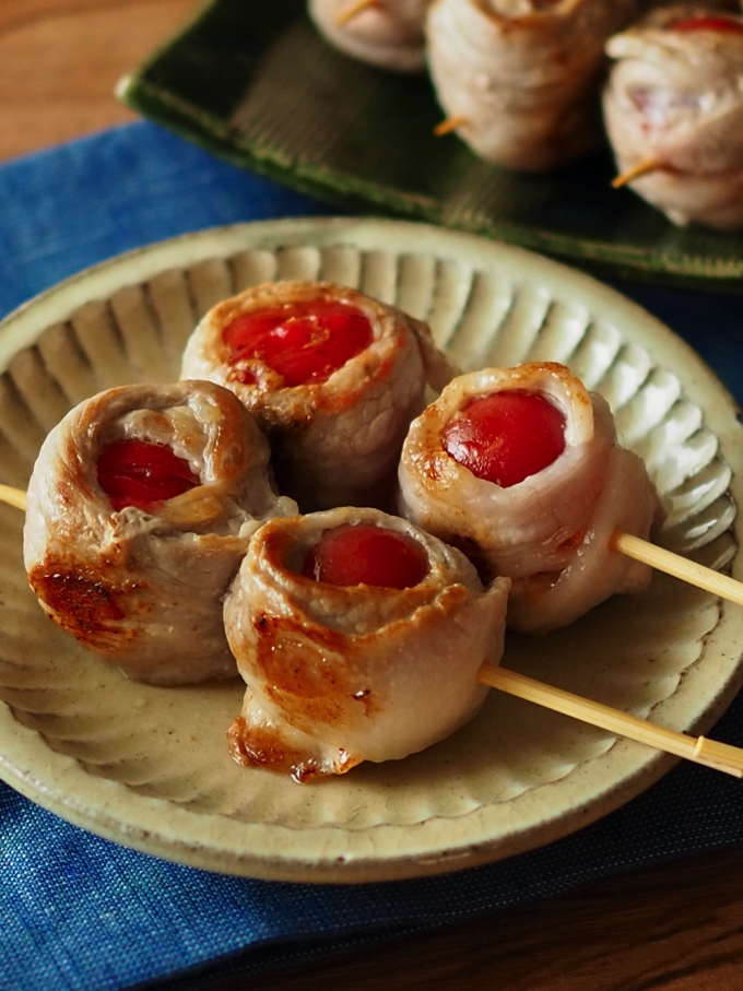 豚のミニトマト巻き串焼き