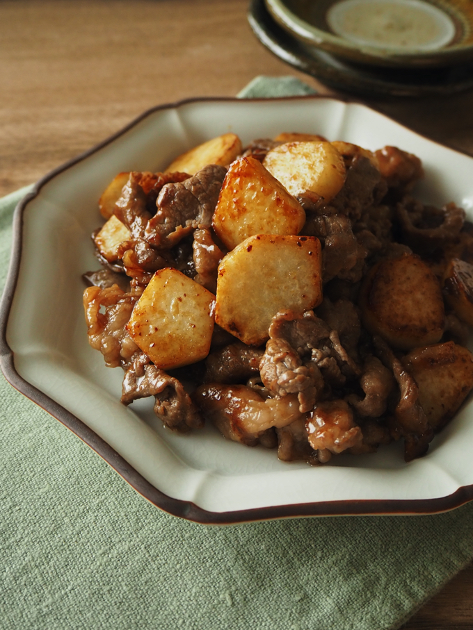 里芋と牛肉の炒め