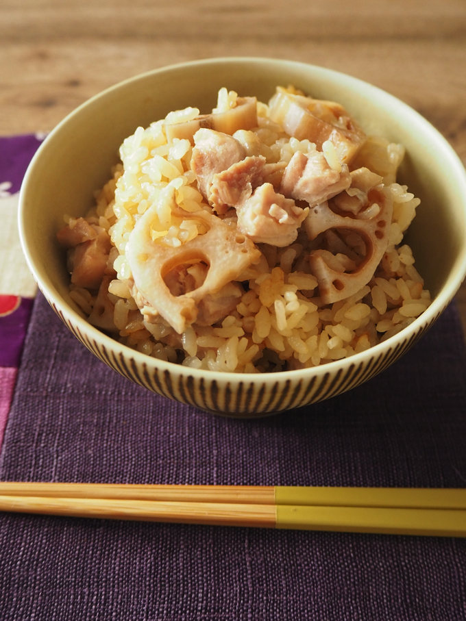 れんこんと鶏肉の炊き込みご飯