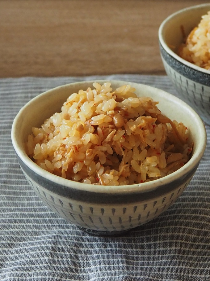 なめたけとツナの炊き込みご飯