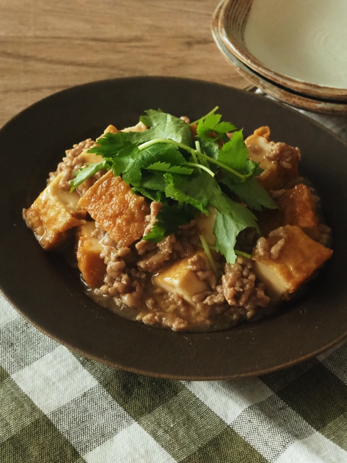 厚揚げとひき肉の炒め煮