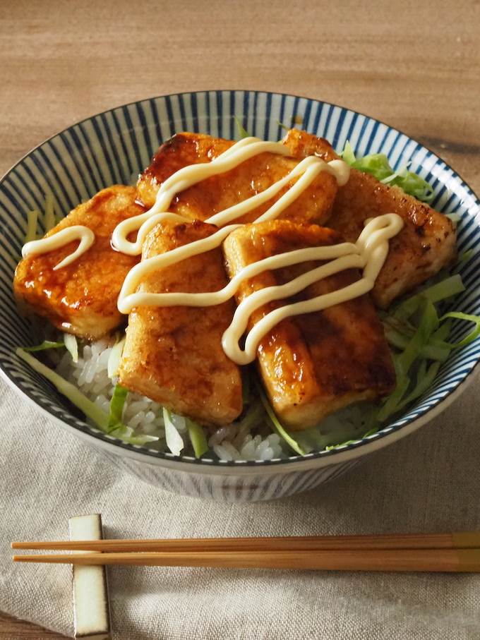 豆腐の甘辛てりマヨ丼