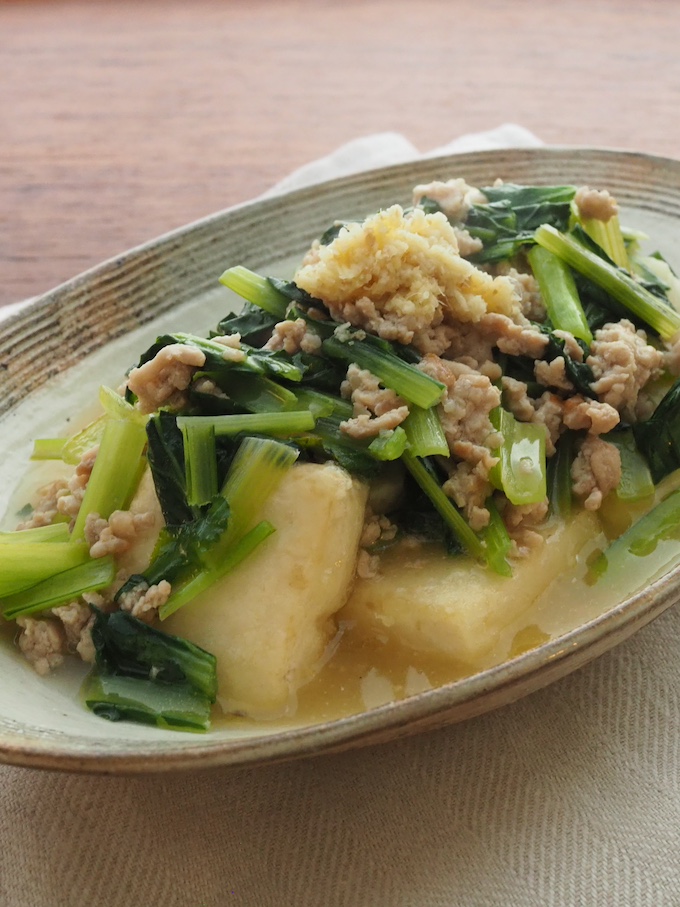 揚げ出し豆腐風ひき肉あんかけ