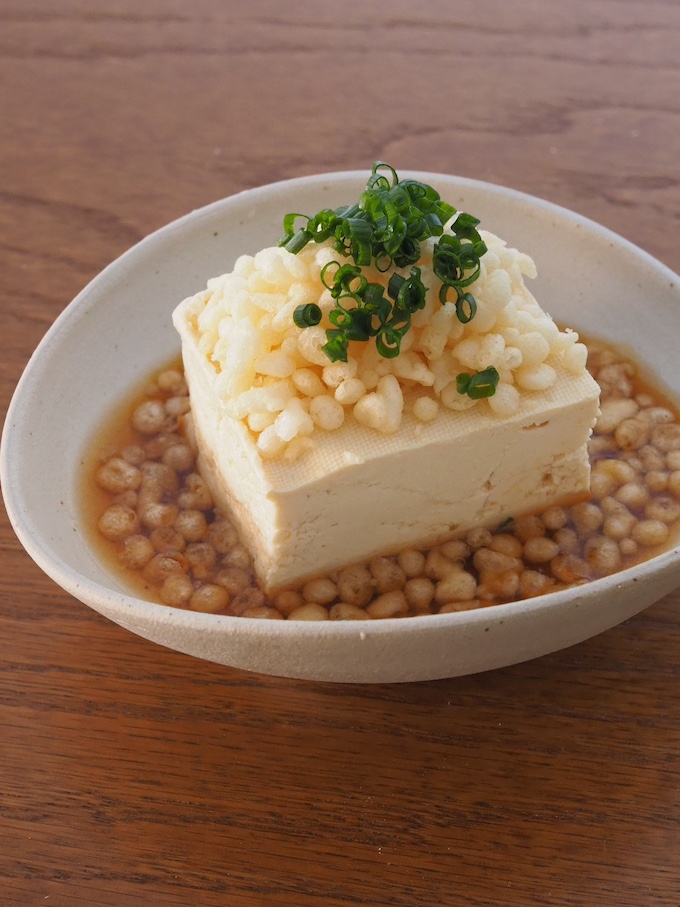 揚げ玉で揚げ出し豆腐風